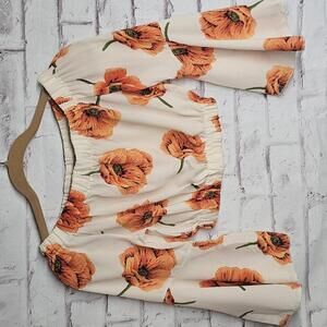 Orange Flower Crop Top
